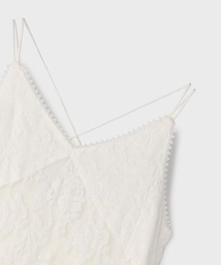 GRACE CONTINENTAL ロゴ刺繍レースワンピース ホワイト