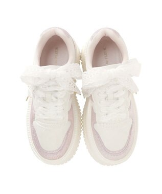 Maison de FLEUR レースリボン厚底スニーカー Light Pink