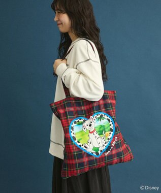 Green Parks １０１匹わんちゃん／チェック柄トートバッグ Red