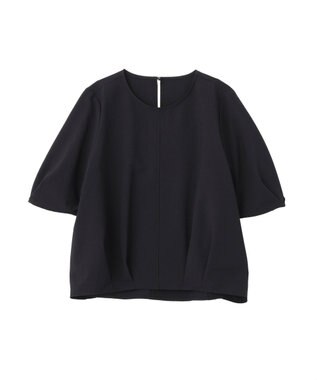 Green Parks 表面感裾タックブラウス Dark Navy