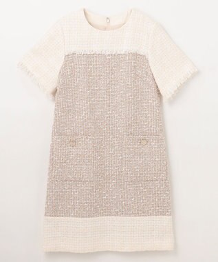 GRACE CONTINENTAL ツイードコンビミニワンピース ベージュ