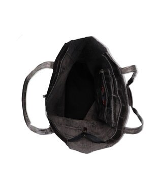 INTER-CHAUSSURES 【ANDREA CARDONE ITALI】ファスナー付き型押しレザートートバッグ グレー型押