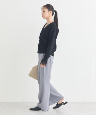 earth music&ecology レーストリムカーディガン Black