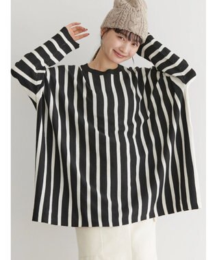 AMERICAN HOLIC バイパチポンチョライクＢＩＧニットチュニック Stripe