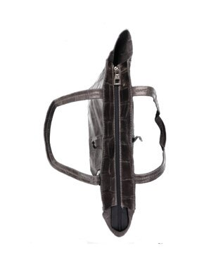 INTER-CHAUSSURES 【ANDREA CARDONE ITALI】ファスナー付き型押しレザートートバッグ グレー型押