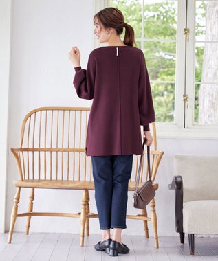 Tiaclasse L 【安田美沙子さん着用・洗える】ボリュームパフスリーブニットチュニック ボルドー