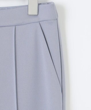 Feroux 【洗える】美シルエットストレッチセミフレア パンツ スカイブルー系