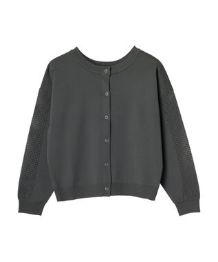 Green Parks ・ｆｕｒｒｙ　ｒａｔｅ　２ｗａｙかる~いニットカーデ Charcoal Gray