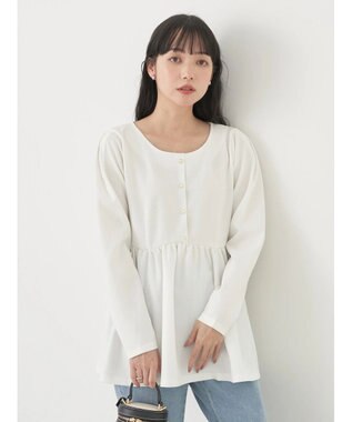 earth music&ecology ペプラムカットプルオーバー Off White
