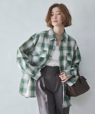 WEGO 【ユニセックス着用ITEM/SMLサイズ展開】オンブレチェックシャツ（LS）