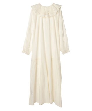 CRAFT STANDARD BOUTIQUE インド綿フリル衿ワンピース Ivory