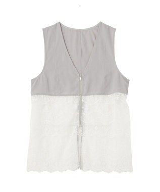 Green Parks レースドッキングＺＩＰベスト Light Gray