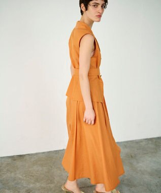 GRACE CONTINENTAL リネンタッチタックフレアスカート オレンジ