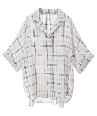 Green Parks 開襟シアージャケット風シャツ Check