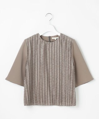 自由区 【セットアップ対応・洗える】フリンジジャガード ブラウス モカ