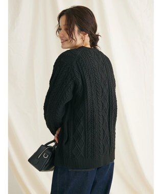 CRAFT STANDARD BOUTIQUE リサイクルポリエステルケーブルカーディガン Black