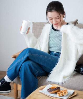 WEGO 【軽量】ブラッシュニットBIGカーディガン ホワイト