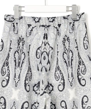 23区 【洗える】Rattiドローイングペイズリープリント ワイド パンツ ブラックプリント