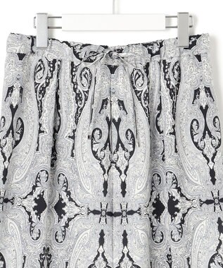 23区 【洗える】Rattiドローイングペイズリープリント ワイド パンツ ブラックプリント