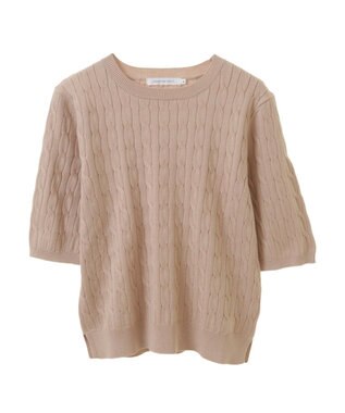 AMERICAN HOLIC ケーブル５分袖ニットプルオーバー Beige