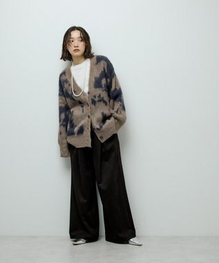 Green Parks アニマル柄カーディガン Charcoal Gray