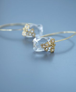 monshiro スイートピーグラスフックピアス ストーン