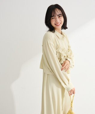 Green Parks ＳＥＴ２点フリルビスチェ＋シャツワンピース Light Khaki