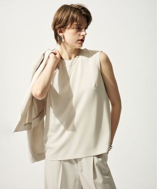 uncrave クールタッチツイル スリットブラウス グレージュ