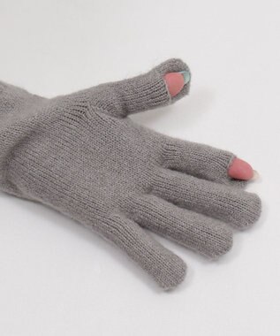 WEGO 【スマホ対応】ケーブル編みニットグローブ グレー