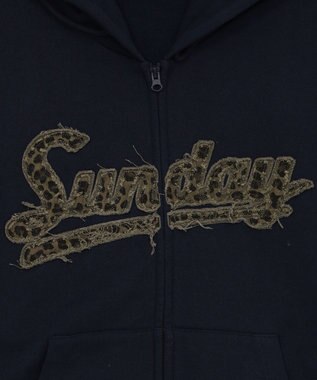 WEGO 【ユニセックス着用ITEM/SMLサイズ展開】レオパードワッペンダブルZIPパーカー スミクロ