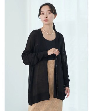 earth music&ecology 接触冷感Ｖネックカーディガン Black