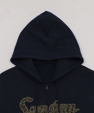 WEGO 【ユニセックス着用ITEM/SMLサイズ展開】レオパードワッペンダブルZIPパーカー スミクロ