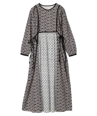 CRAFT STANDARD BOUTIQUE インド綿混エスニック切替ワンピース Charcoal Gray