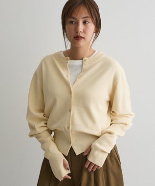 CRAFT STANDARD BOUTIQUE ロング袖リブコンパクトニットカーディガン