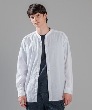 【LEON 6月号掲載】リネンストレッチブロード　バンドカラーシャツ