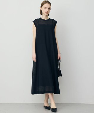 ICB L 【先行予約】サマーレノクロス フレアワンピース ネイビー×ブラック