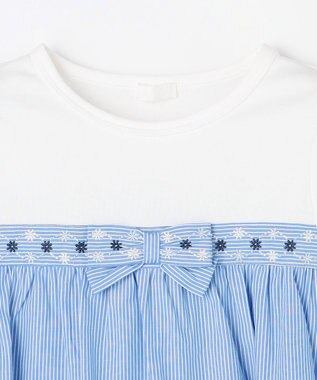 組曲 KIDS 【150-170㎝】 フラワーリボンチュニック サックスブルー