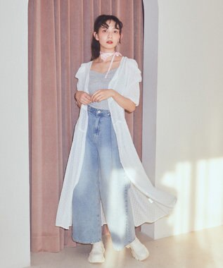 earth music&ecology ドットドビーシアー羽織ワンピース White