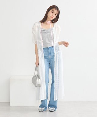 earth music&ecology ドットドビーシアー羽織ワンピース White