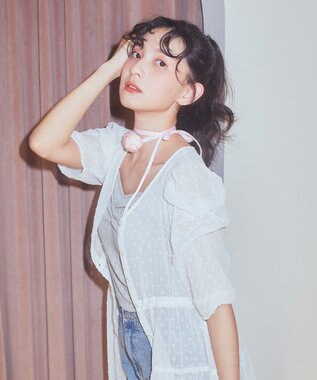 earth music&ecology ドットドビーシアー羽織ワンピース White