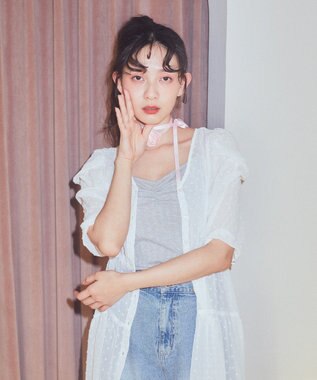 earth music&ecology ドットドビーシアー羽織ワンピース White