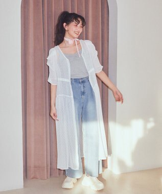 earth music&ecology ドットドビーシアー羽織ワンピース White