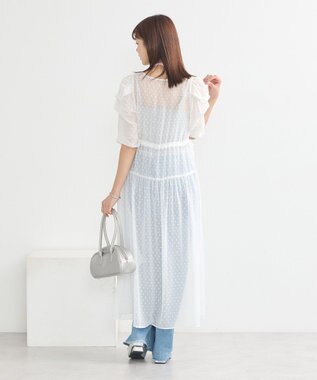 earth music&ecology ドットドビーシアー羽織ワンピース White