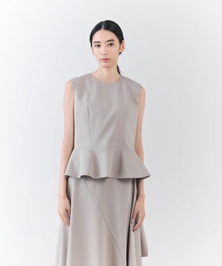 23区 S 【エステータ】ライトダブルクロス バックリボン ペプラムトップス ベージュ系