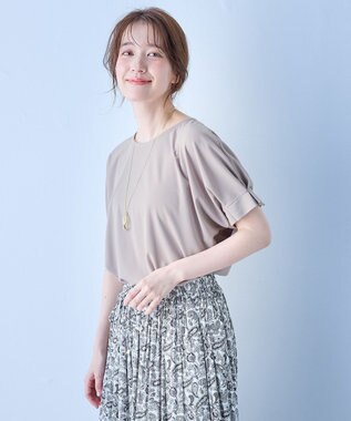 ANY 【洗濯機可】タックスリーブドルマンTシャツ ベージュ