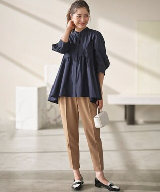 組曲 ライトダブルクロス テーパードパンツ ベージュ系