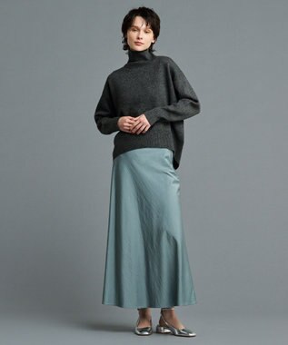 uncrave 【洗える】サテン フレアスカート（uncrave STANDARD） アッシュブルー