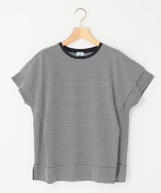 組曲 S IZAコットンドルマンスリーブ Tシャツ モノトーンストライプ系1