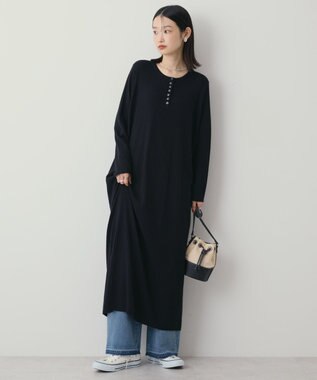 AMERICAN HOLIC バイパチリブヘンリーニットワンピース Black