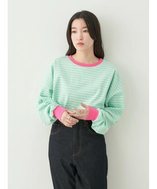 earth music&ecology トリカラーボーダーロンＴＥＥ Mint Green